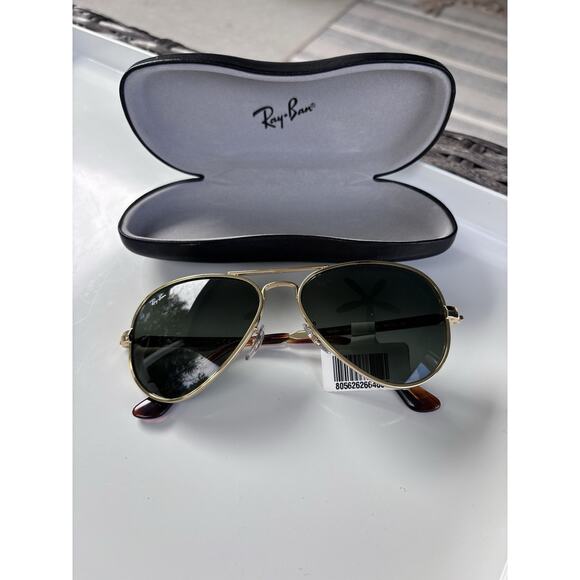 RAY-BAN Aviator Max RB3925 001/31 Gold / GREEN LENSES Sunglasses 58/16/145mm NEW - Picture 5 of 9